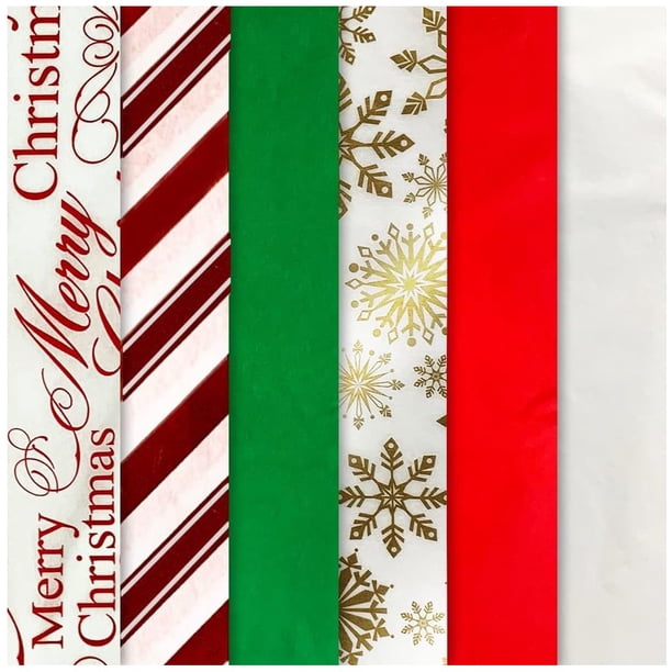 Papel de seda navideño K-Kraft, 102 hojas, rojo, verde y dorado, 51 cm