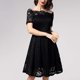 thumbnail image 4 of Dnzceghtig Vestido de fiesta de encaje de manga corta sin tirantes para mujer, 4 of 5