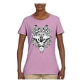 thumbnail image 2 of Drawn Tribal Wolf Animal Lover Womens Graphic T-Shirt, Light Pink, Medium, 2 of 3