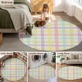 thumbnail image 5 of Round Rug 6Ft Washable Non-Slip, Green Beige Plaid Circle Area Rugs for Living Room Bedroom, Farmhouse Art Checkered Rustic Indoor Floor Mats Carpet Runner for Home Decor Aesthetic, 5 of 8