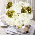 thumbnail image 2 of 2 Pcs Vintage Artificial Peony Silk Flowers Bridal Bouquet Home Wedding Decoration Flowers Bunch Hotel Party Garden Floral Decor (White, 2 Pcs), 2 of 7