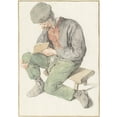 thumbnail image 3 of Cornelis Dusart 14x18 Black Modern Framed Museum Art Print Titled - Seated Man Reading, Facing Left (1690 - 1700), 3 of 5