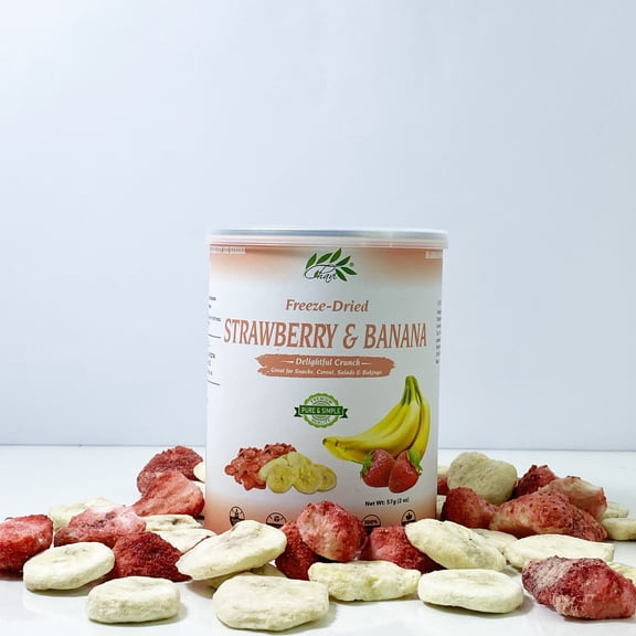 CHAVI Freeze-Dried Strawberry Banana | Healthy Superfood | No Added Sugars or Preservatives | Non-GMO, Vegan, Gluten-Free | Long Shelf Life | 2 oz Can