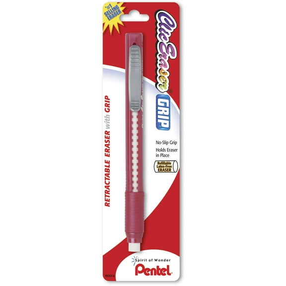 Pentel Clic Eraser Grip Retractable Eraser with Grip Office Barrel Colors 1-Pk