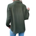 thumbnail image 3 of HUBERY Women Lapel V-neck Long Sleeves Pockets Single-Breasted Solid Color Top, 3 of 7
