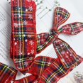 thumbnail image 3 of Rollo de cinta de arpillera navideña con cuadros rojos y copos de nieve, cinta para manualidades de 18 yardas con borde de alambre, cinta rústica natural ancha, 3 of 4