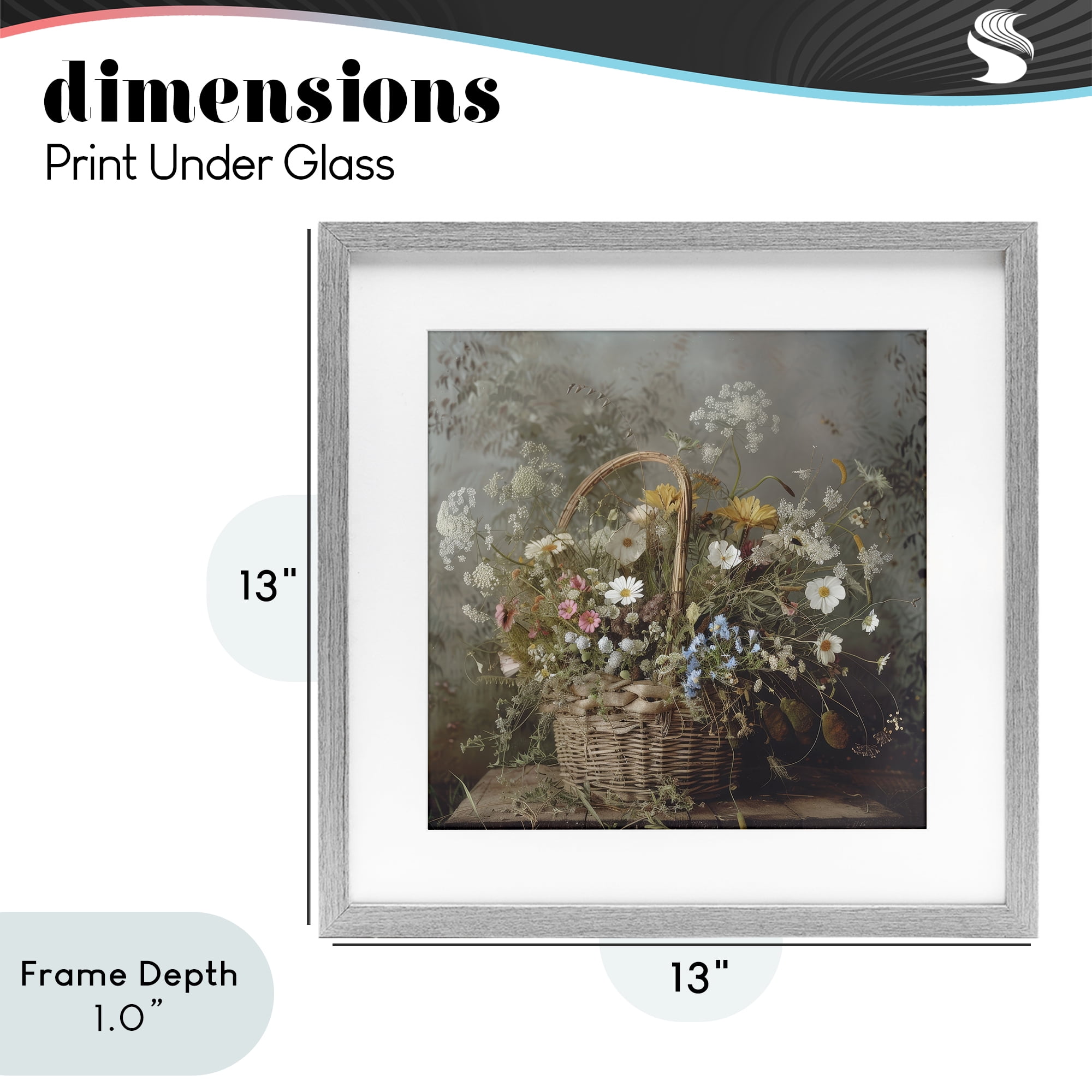 Stupell Industries Rustic Basket with Flowers Gray Framed Print Under Glass, design by Lazar Studio