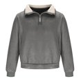 thumbnail image 4 of YUGYXL Men's Western Fleece Jackets Sweatshirts Vintage Quarter Zip Pullover Western Casual Long Sleeve Country Sweatshirt Gray XXXL, 4 of 5
