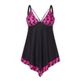 thumbnail image 4 of ibiyuan Womens Plus Size Swimsuit Two Piece Tummy Control Bathing Suit Floral Flowy Swim Tops with Short Swimwear Tropical Floral Womens Two Piece Swimsuit,Hot Pink, 4 of 7