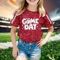 thumbnail image 2 of LIIPEE Girls Boys T-Shirt Cartoon Baseball Letter Graphic Printed Short Sleeve Round Neck Sequins Tshirt Tops Child Versatile Climbing Hiking Camping Cycling Tee Shirts,Red,4-5 Years, 2 of 4
