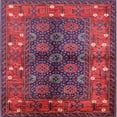 thumbnail image 1 of Ahgly Company Indoor Square Mid-Century Modern Red Oriental Area Rugs, 5' Square, 1 of 6