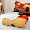 thumbnail image 4 of Homewish Japanese Samurai Landscape Quilt Full,Sunset Ink Painting Full Bedspread Sets,Orange Red,3 Pieces, 4 of 7