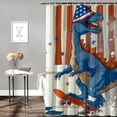 thumbnail image 2 of Chilfamy  Dinosaur Patriotic Memorial Shower Curtain Set American 4th of July Independence Funny Cool Dino Kids Flag Holiday Waterproof Bathroom Curtain with Hooks White, 2 of 7