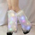 thumbnail image 5 of 1 Pair Faux Fur Leg Warmers With Light - Women Stage Performance High Tube Plush Socks For Party -, 5 of 5