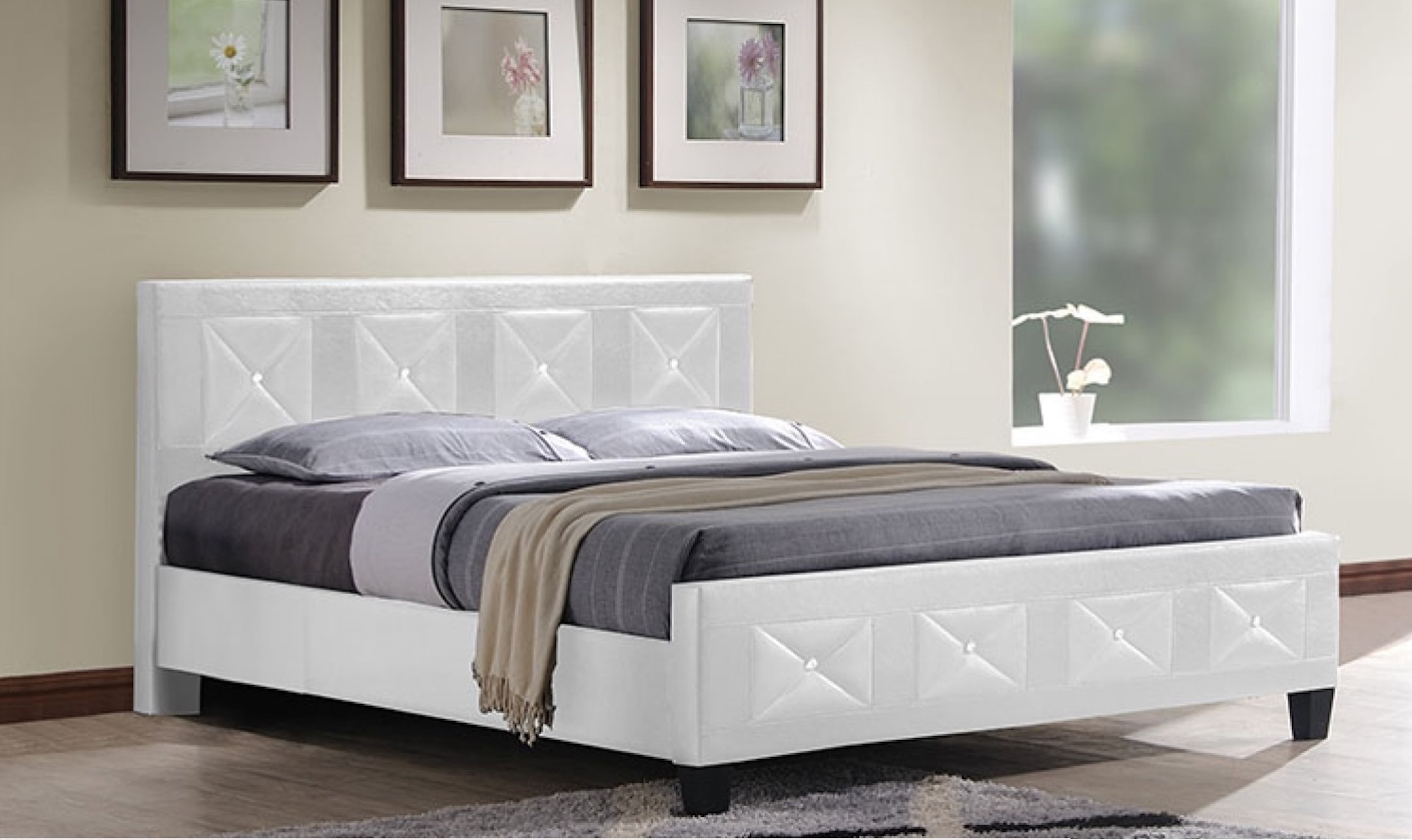 Aerys Double Size Upholstered Platform Bed, Double Full Bed Frame ...