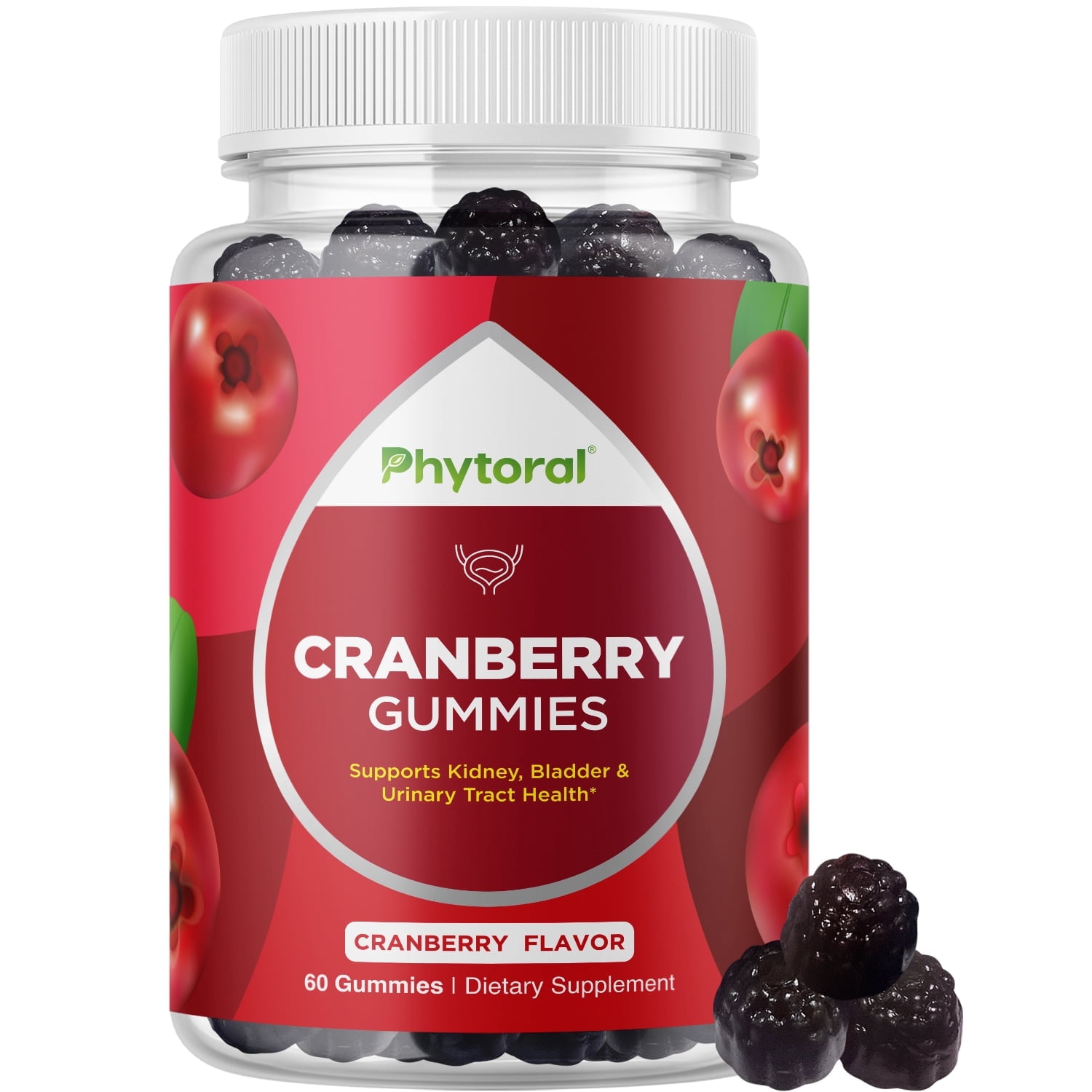 Phytoral Extra Strength Cranberry Gummies for Bladder, Kidney, and Urinary Tract Health, 60 Gummies