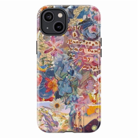 Floral Collage Aesthetic Phone Case for iPhone 16/15/14/13/12/11 Pro, Pro Max, Mini, Plus – Artistic Quote Phone Cover