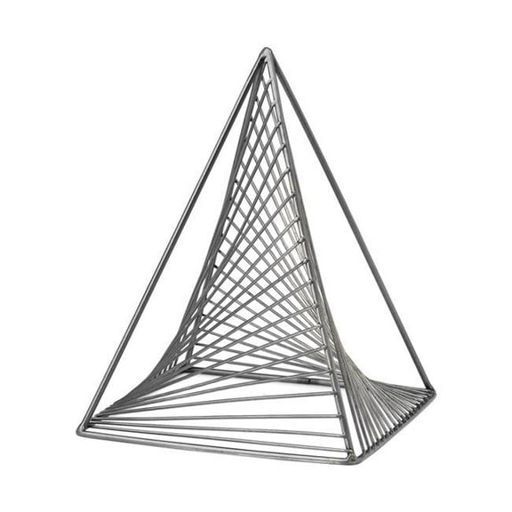 11 x 8 x 8 in. Contemporary Gray Metal Triangular Decor Piece