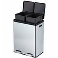 thumbnail image 1 of EKO Essential Recycler. Bote de basura rectangular con pedal doble compartimento 30L y 30L. Acabado acero inoxidable cierre suave de tapa., 1 of 8