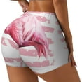 thumbnail image 2 of Xecao Flamingo Print Workout Shorts for Women Soft Smooth Gym Yoga Scrunch Active Tennis Workout Running Shorts, 2 of 9