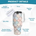 thumbnail image 2 of Yayeee 30oz Stainless Steel Tumbler with Straw and Handle Double-Wall Insulated Travel Water Bottle, Small Pink Pattern, 2 of 8