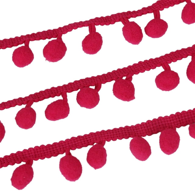 relayinert Polyester Ajoute une Touche d'Élégance aux Projets de Couture Large Application Bordure Pompon Frange Ruban Rose Rouge