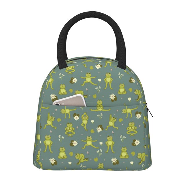 Disketp Cute Yoga Frogs Bolsa Térmica para Almuerzo, Lonchera con Abertura Amplia y Gran Capacidad, Organizador Reutilizable para Mujeres, Hombres y Adultos