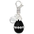 thumbnail image 2 of Delight Jewelry Black Easter Egg with Clear Crystal Band - Silvertone Clip on Charm with Clear Crystal Drop, 2 of 4