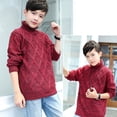 thumbnail image 4 of GYRATEDREAM Unisex Toddler Baby Thicken Turtleneck Sweater Pullover Kid Boys Girls Long Sleeve Warm Fleece Solid Color Knitted Tops Stretch Shirt Clothes for 1-8 Years, 4 of 8