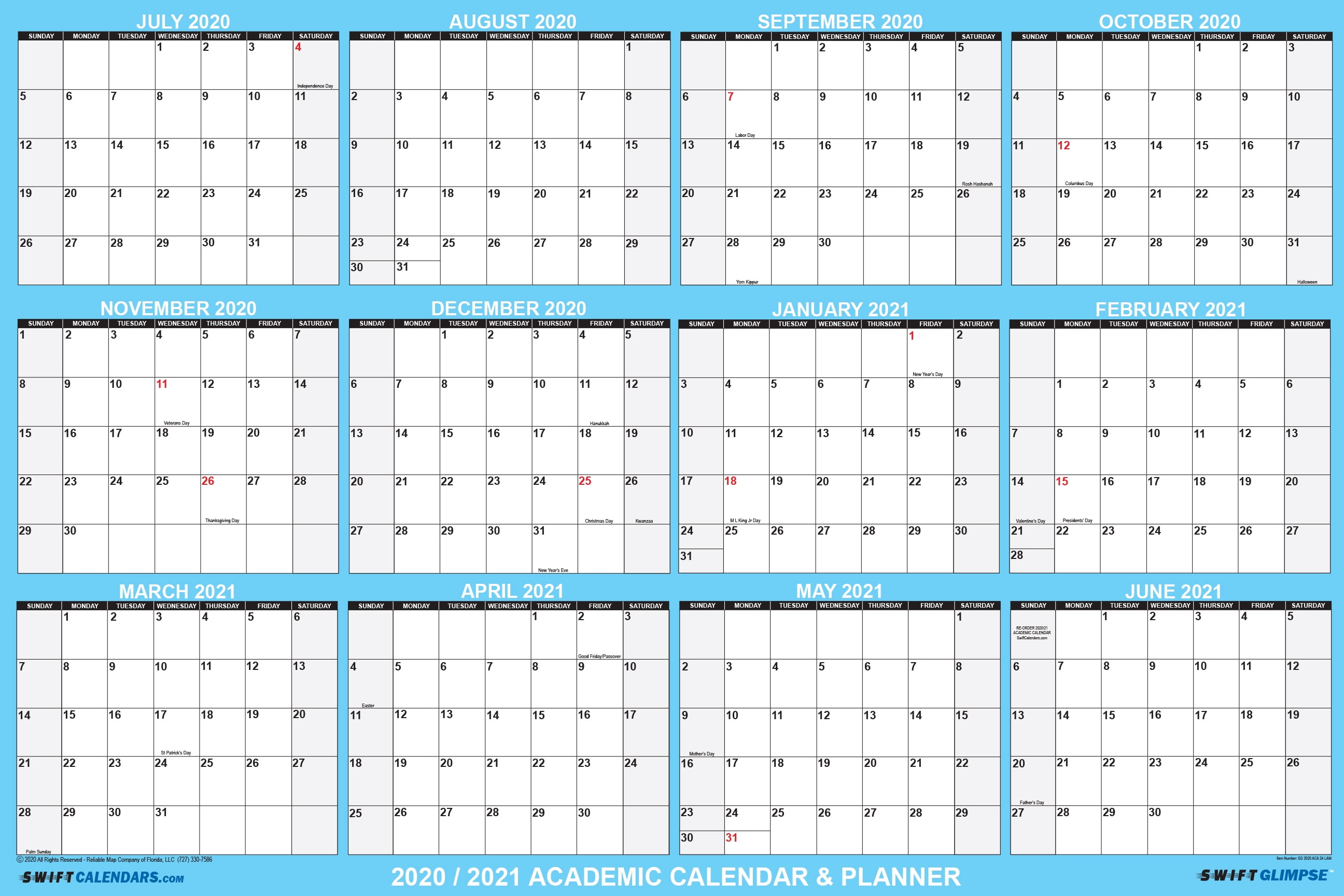 2020 Wall Planner Laminated Wipe On Off Calendar For Holidays Home Office Staff 