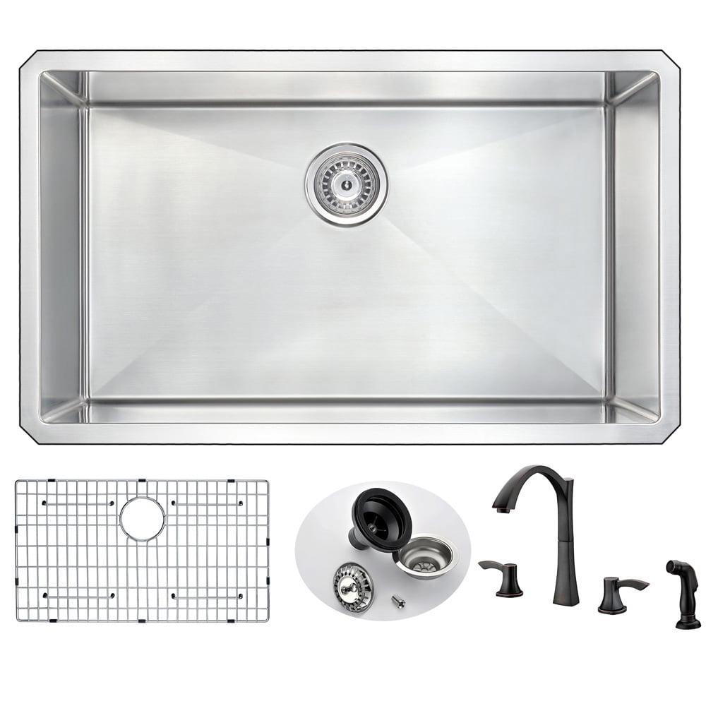 Anzzi Vanguard Undermount 32 In Kitchen Sink With Soave