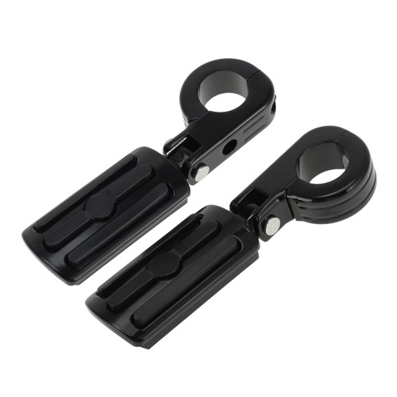 Unique Bargains 1-1/4" (32mm) Adjustable Highway Foot Pegs with Mounting P-Clamps for Harley Davidson for Honda for Suzuki for Kawasaki for Yamaha Motorcycle with 1.25" Crash Bar Black 1 Pair