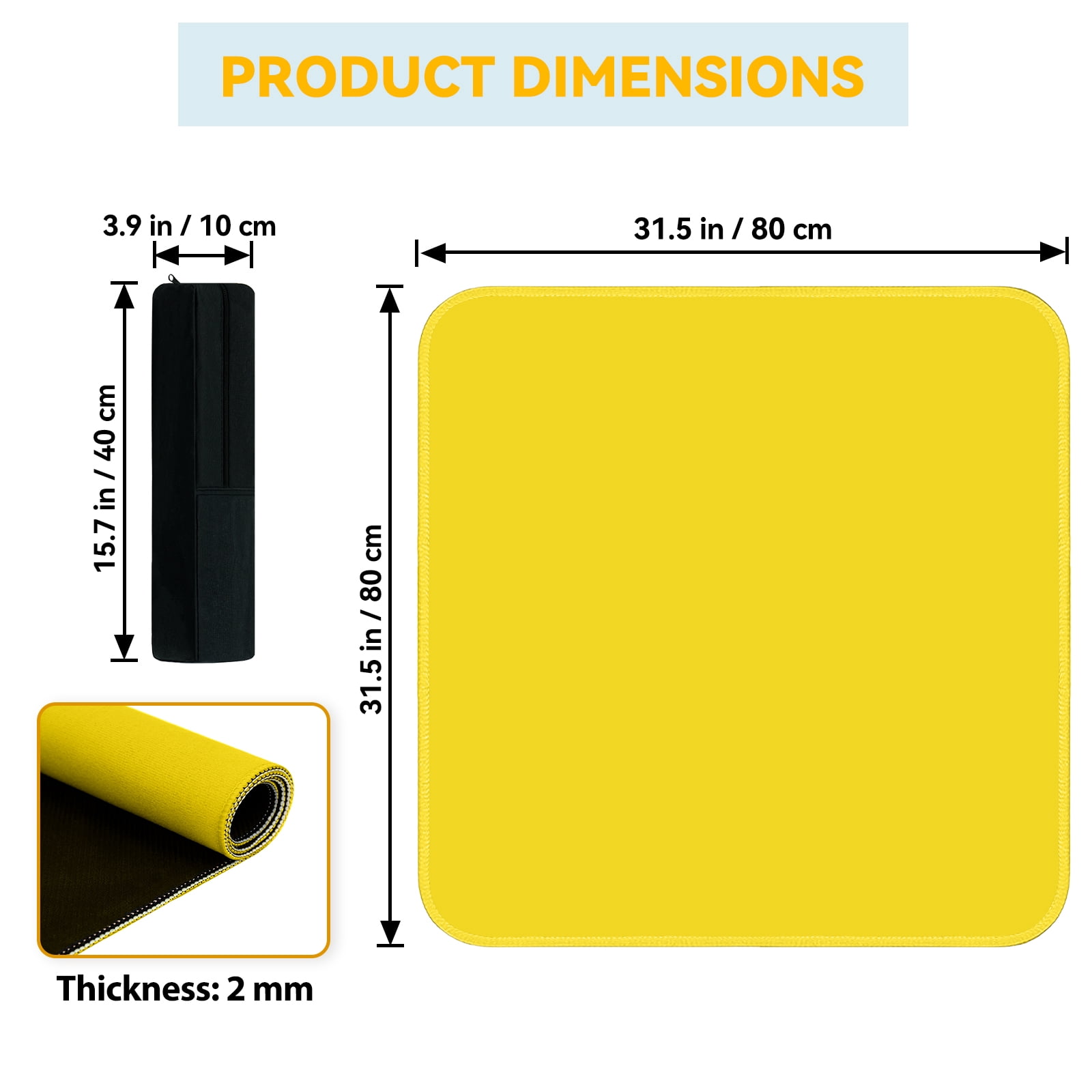 AzulHome Anti-Slip & Noise Reducing Mahjong Table Cover - Multi-Game Mat for Poker, Cards, Dominoes with Carry Bag (Yellow)
