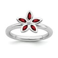 thumbnail image 1 of White Sterling Silver Ring Band Stackable Garnet Marquise Red, 1 of 5