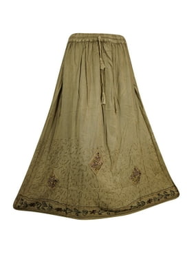 Mogul Bohemian Boho Chic Embroidered Rayon Long Skirts