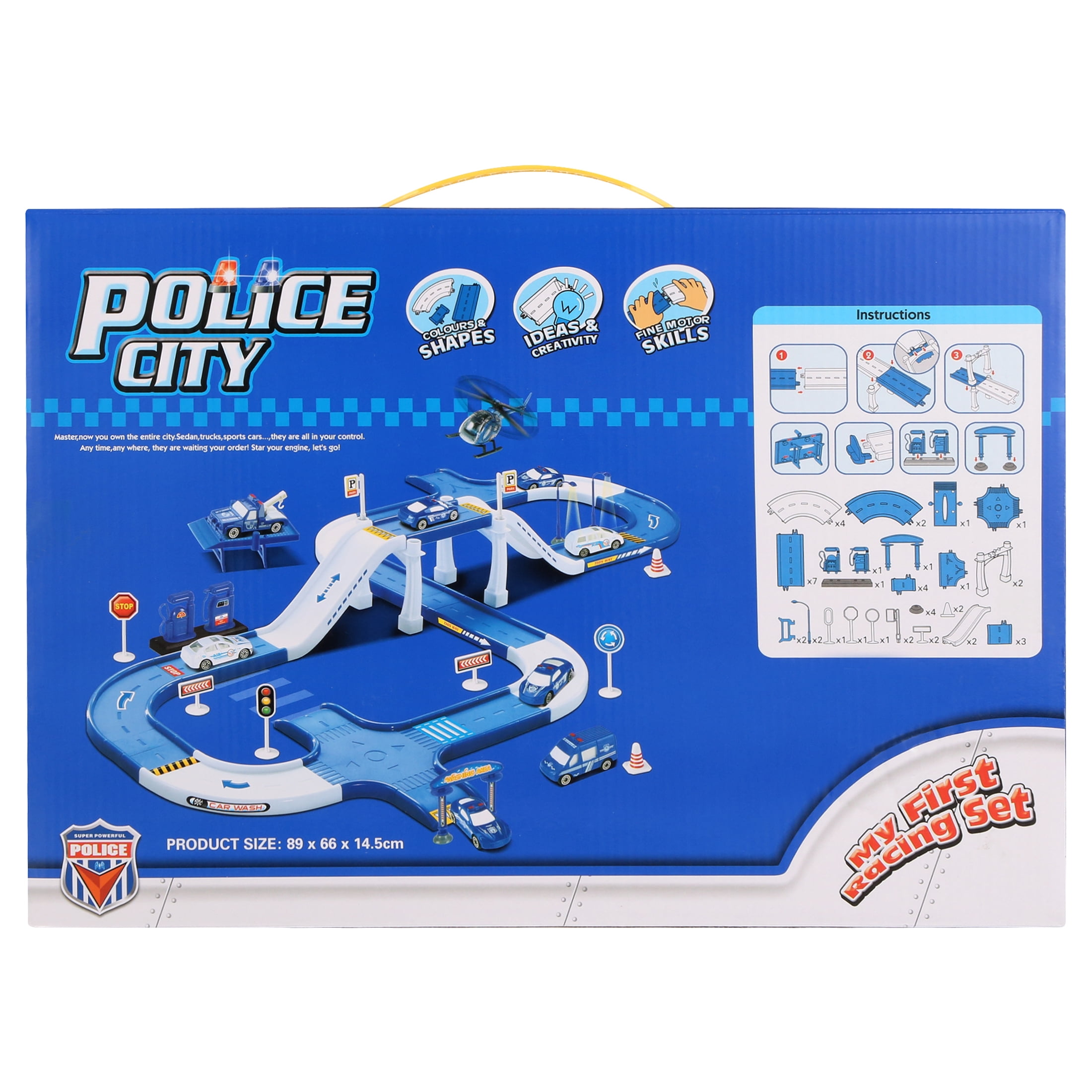 Police City Track Playset with Garage and Car Wash for Ages 3-5