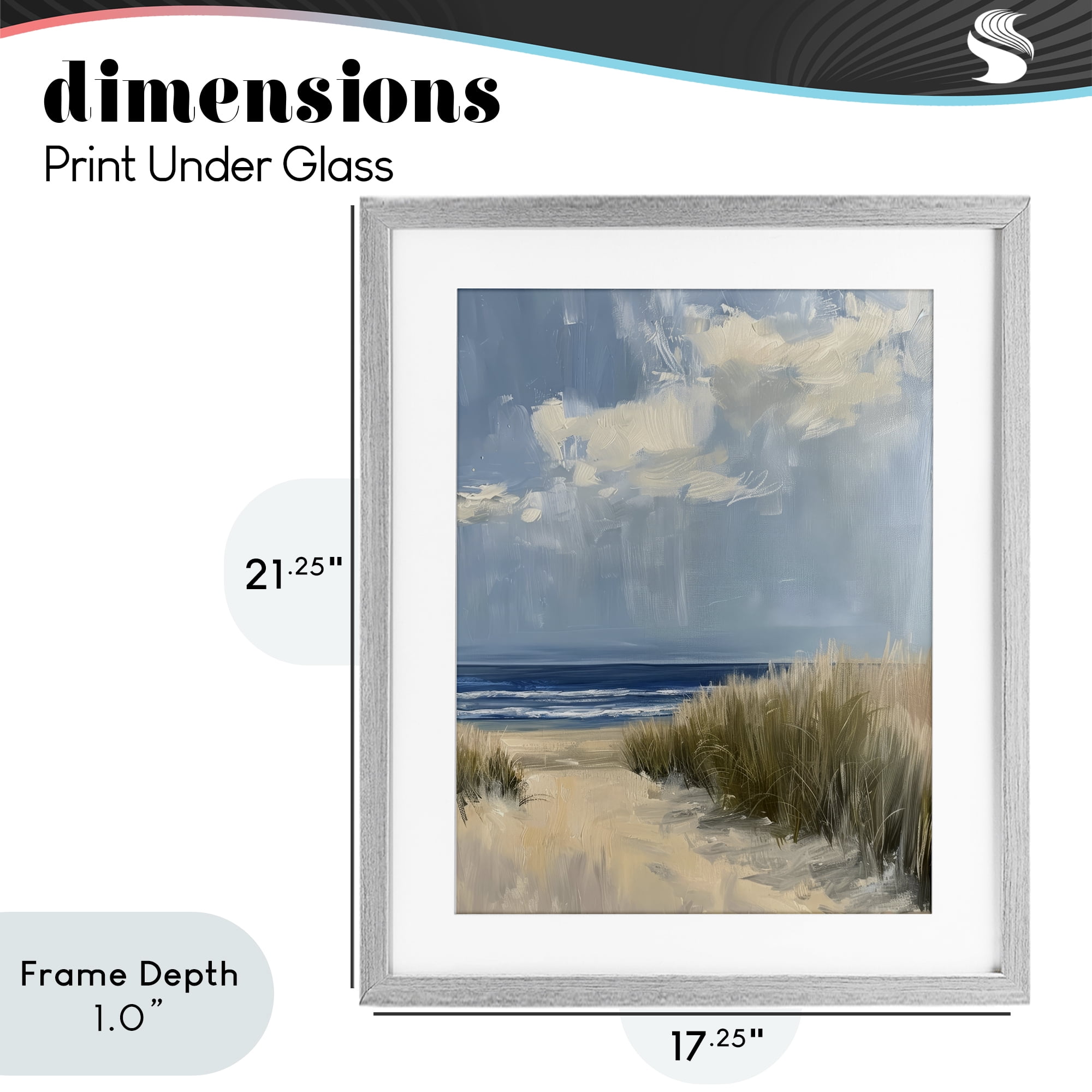 Stupell Industries In The Dunes By The Sea Gray Framed Print Under Glass, design by Petal Prints Design