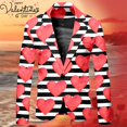 thumbnail image 2 of Toimothcn Mens Blazer Jacket Fashion Valentine Day Love Heart Printed Blazers Oversized Warm Slim Fit One Button Funny Festival Performance Suit Jacket Comfy Men's Clothing, 2 of 4