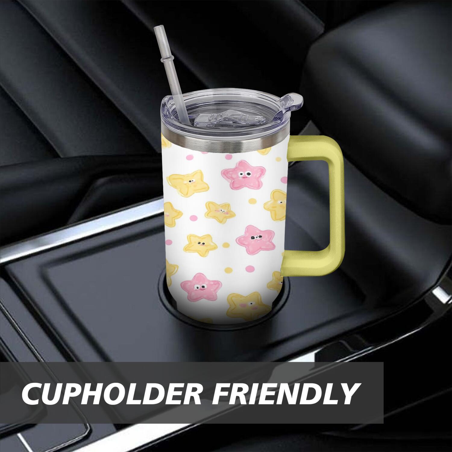 40 oz Tumbler Starfish with Handle Stainless Steel Water Bottle Leak Resistant Cup Car Cup Holder Friendly for Travel Commuting