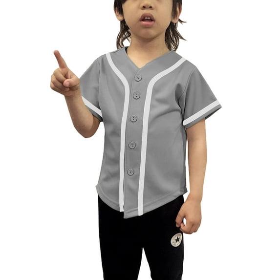 Lappel Kids Baseball Button Down Jersey League Sports Team Uniforms Size 12 Month to 10 Years Short Sleeve Athletic Sports Tee Shirts Made in USA