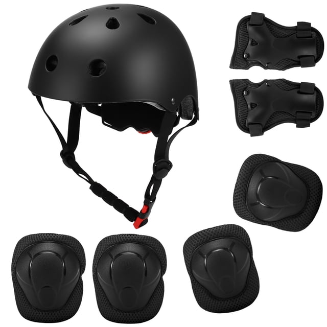 Equipo de protección Niños 7 en 1 Casco y almohadillas Set Almohadillas para rodilla ajustables para niños Almohadillas de codo Muñequeras para Scooter Patineta Patinaje sobre ruedas Ciclismo