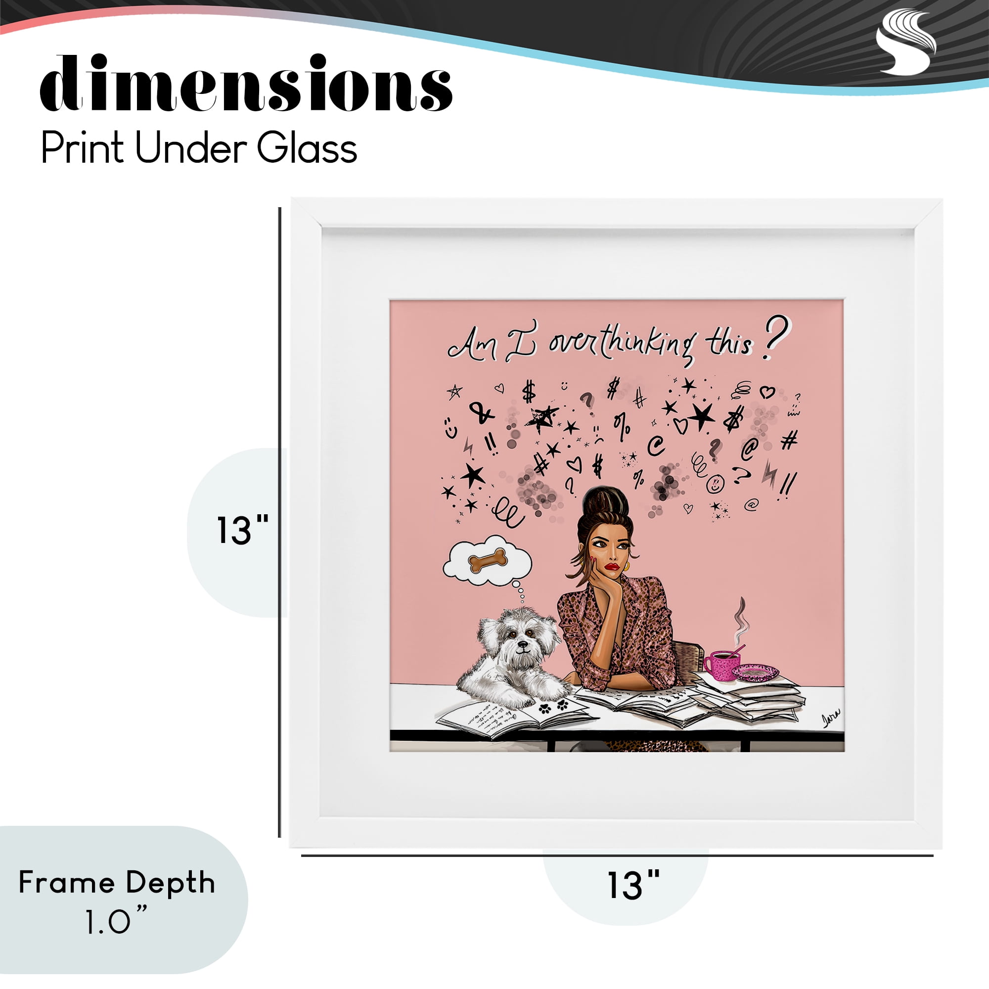 Stupell Industries Overthinking Reflection with Puppy White Framed Print Under Glass, design by Tara Boone