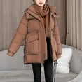 thumbnail image 2 of MIUOWANP Womens Winter Coats Fashionable Ladies Zipper Long Sleeve Winter Thickened Cotton Coat Coffee L, 2 of 5