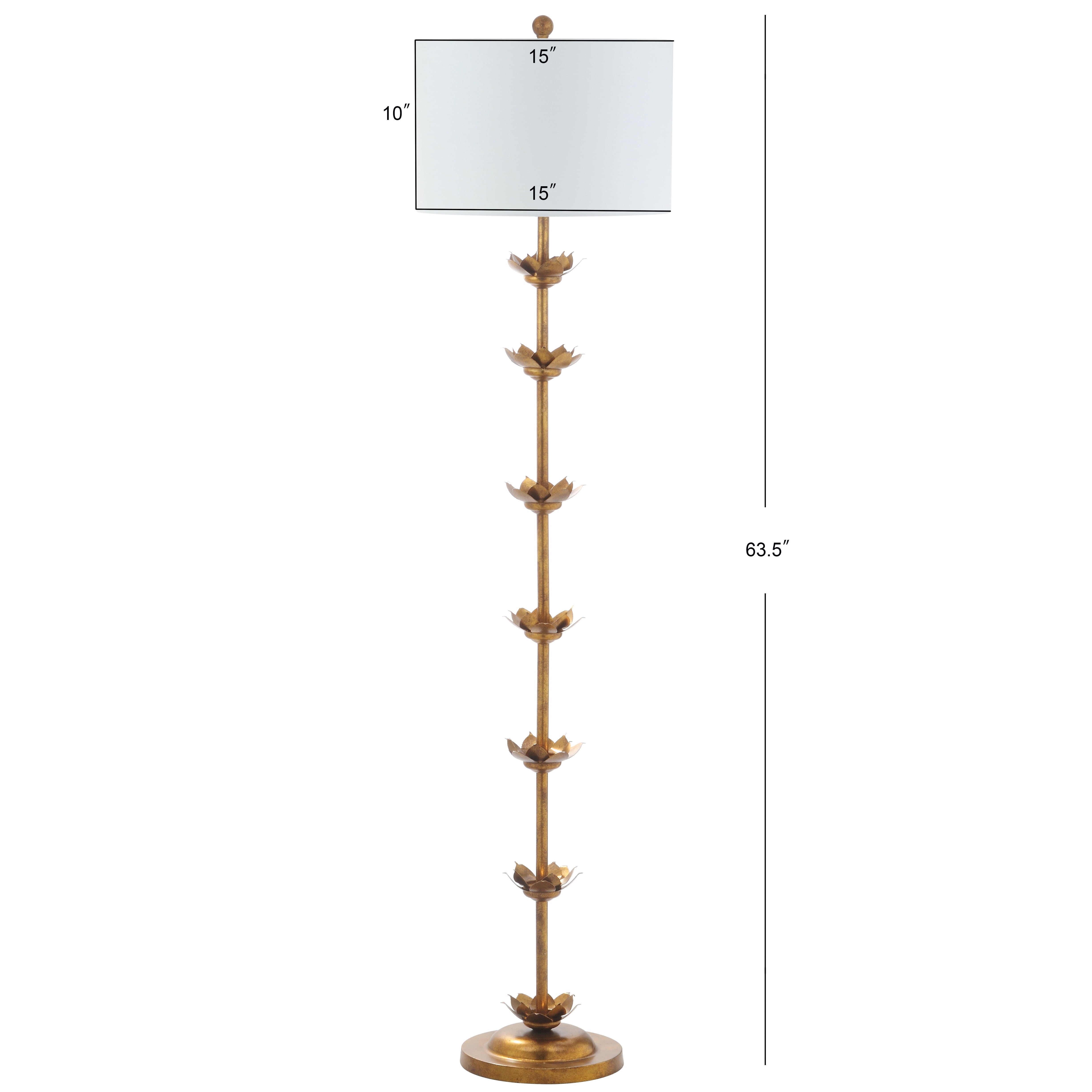 Safavieh Landen Leaf Floor Lamp 63.5 in., Antique Gold, Off-White Shade