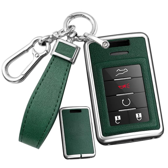 PU Leather Zinc Alloy 4/5/6 Button Smart Key Fob Cover Case Fit for Cadillac CTS SRX 2020 ATS ELR XTS DTS ELR Keyless Key Holder with Leather Keychain