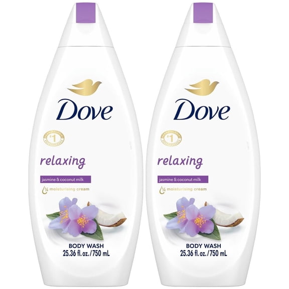 Dove Body Wash Relaxing 2-Pack – Jasmine & Coconut Milk for Softer, Smoother Skin, 25.36 oz Ea