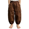 thumbnail image 2 of Swuxness Girls Full Length Pants Linen Versatile Breathable Stretchy Elastic Waist Cuffed Casual Wear, 2 of 4