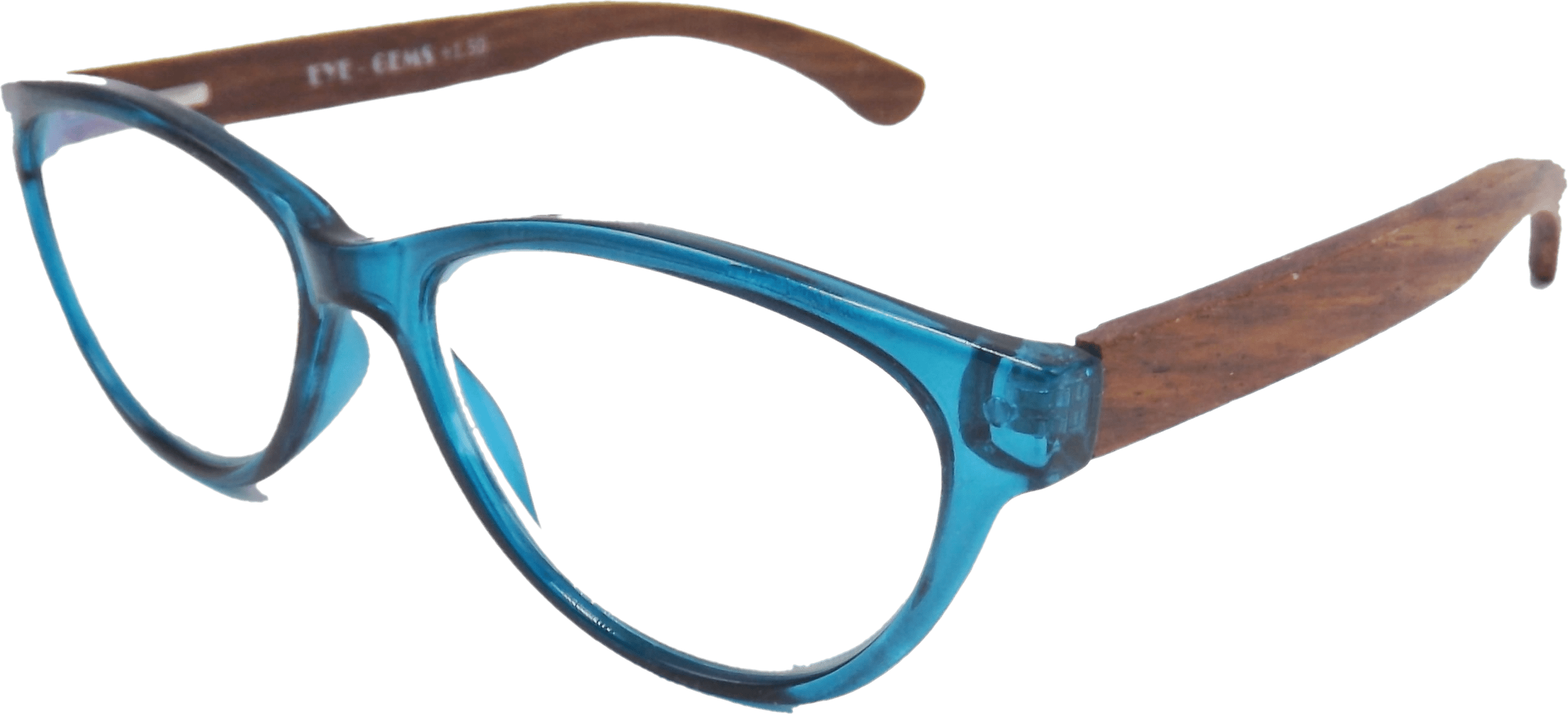 EYEGEMS Brand Blue Light Blocking Computer Reading Women Glasses +3.00 Eco Friendly Sustainable  Ladies Walnut Wood  Teal 3461