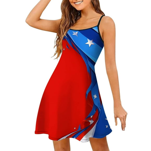 Icvfdpl Womens Dresses Summer Casual,Independent Day Style Skirts Loose V Neck Sleeveless Swimsuit Cover Ups With Pockets Soft Floral Dress For Women,Xl