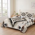 thumbnail image 2 of Full Quilt Set 78''x90'', Boho Black Brown Lightweight Bedspread Coverlet Set with 2 Pillow Shams, Geometric Southwestern Ethnic Vintage Breathable All Season Quilt Bedding for Bedroom/Guest Room, 2 of 9